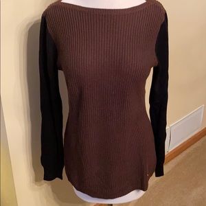 Ralph Lauren boatneck brown w/black sleeve sweater